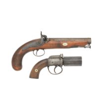 A 25-Bore Percussion Officer's Pistol, And A 90-Bore Percussion Six-Shot Pepperbox Revolver