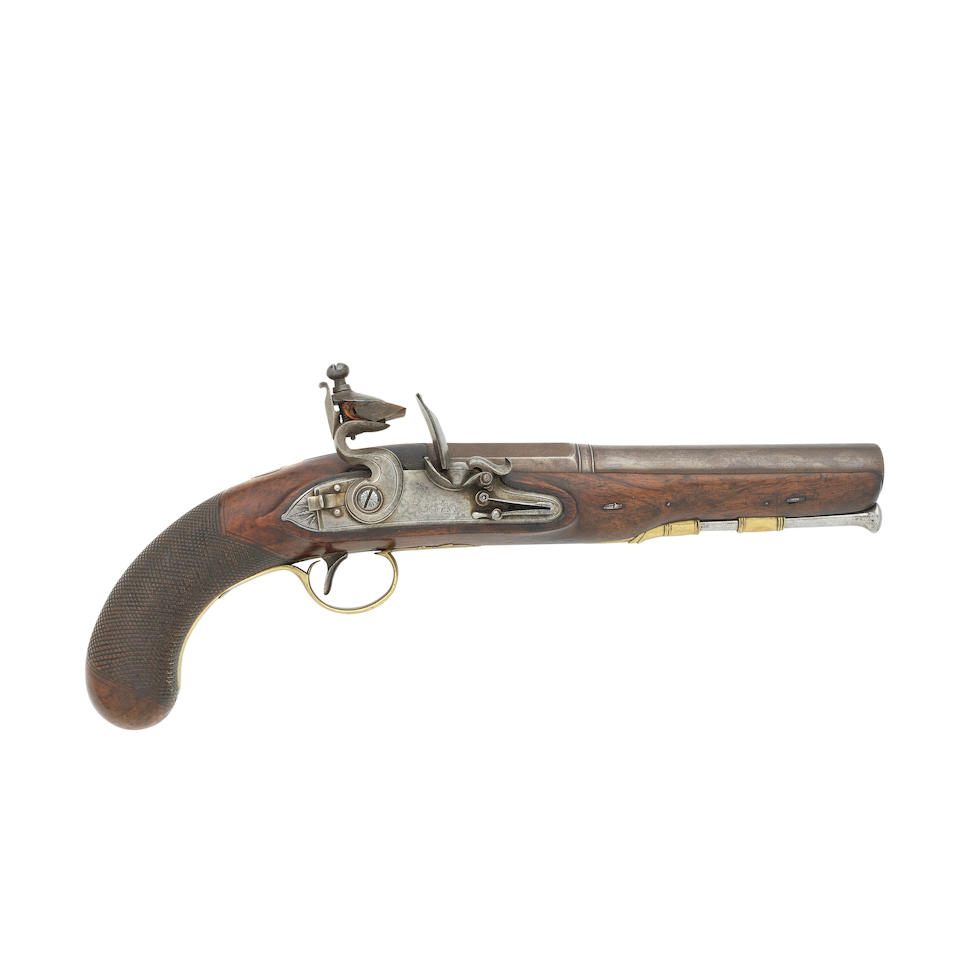 A Brass-Mounted Flintlock Pistol Of Musket Bore