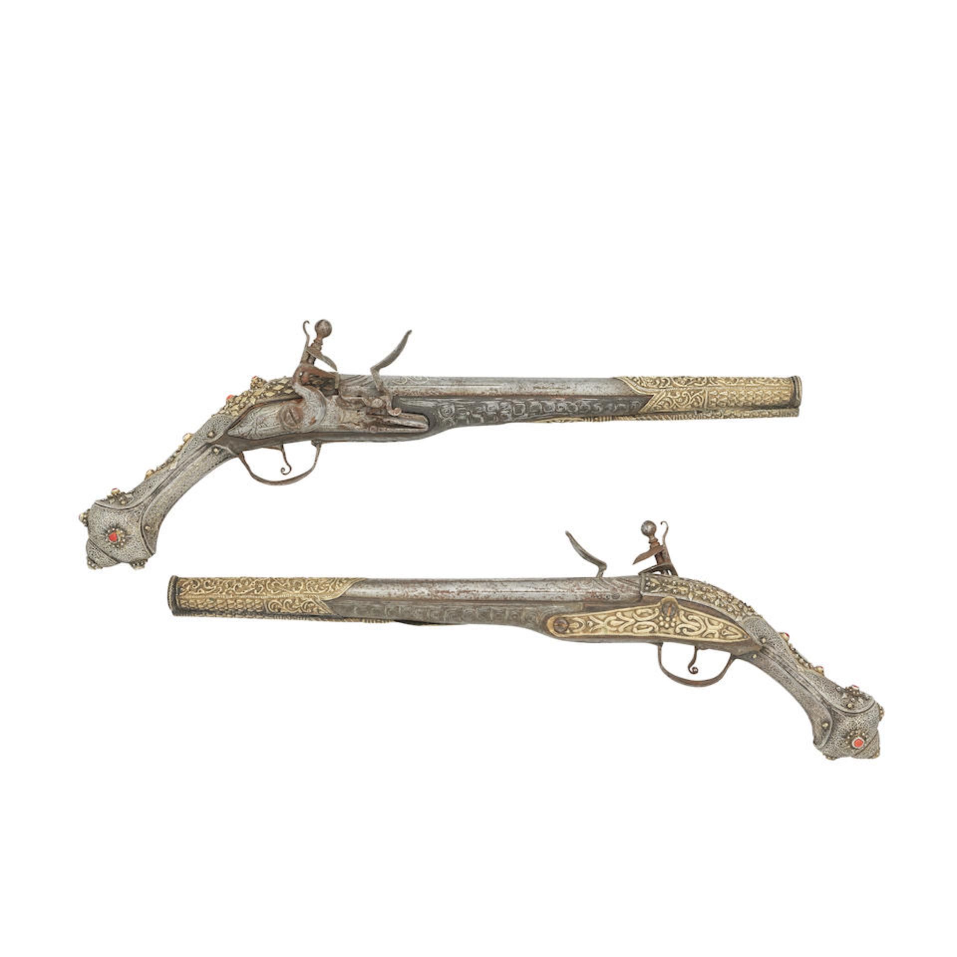A Pair Of Albanian 22-Bore Flintlock Holster Pistols