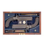 A Cased Pair Of 50-Bore Over-And-Under Percussion Pistols