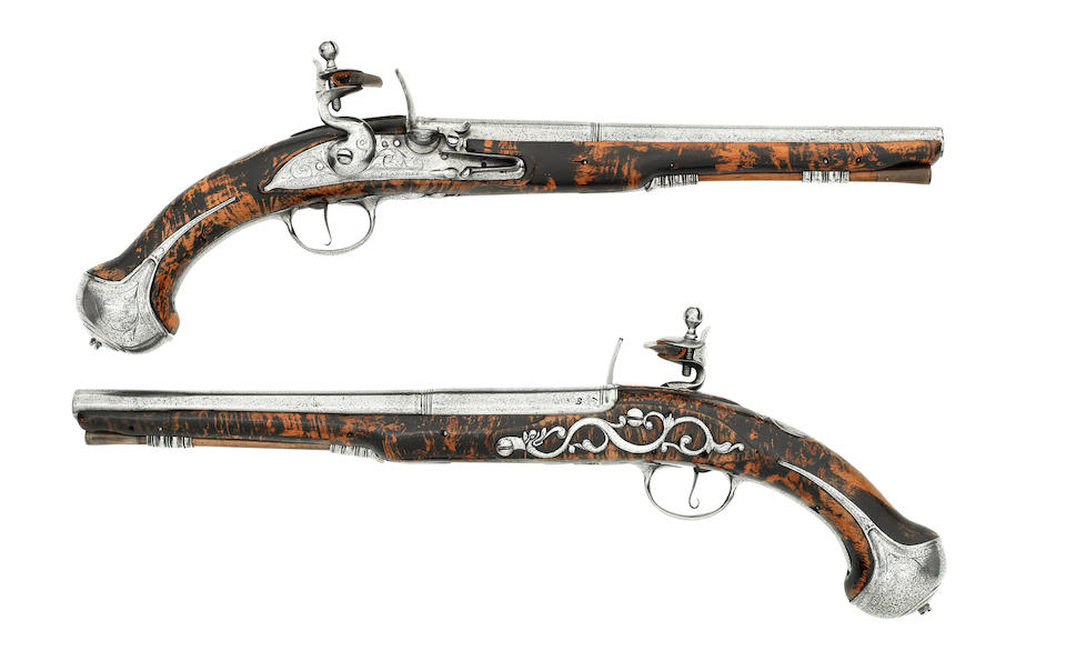A Pair Of 20-Bore Flintlock Holster Pistols