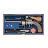 A Cased 80-Bore Percussion Transitional Single-Action Six-Shot Revolver