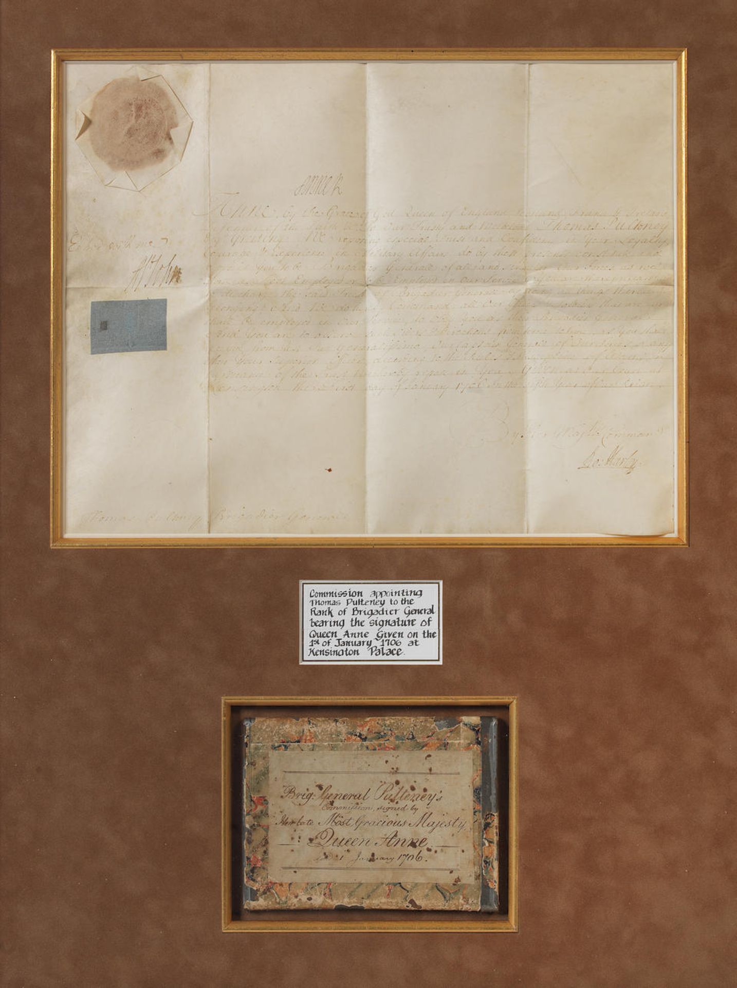 A Queen Anne Period Officer's Commission To Thomas Pulteney Appointing Him To The Rank Of Brigad...