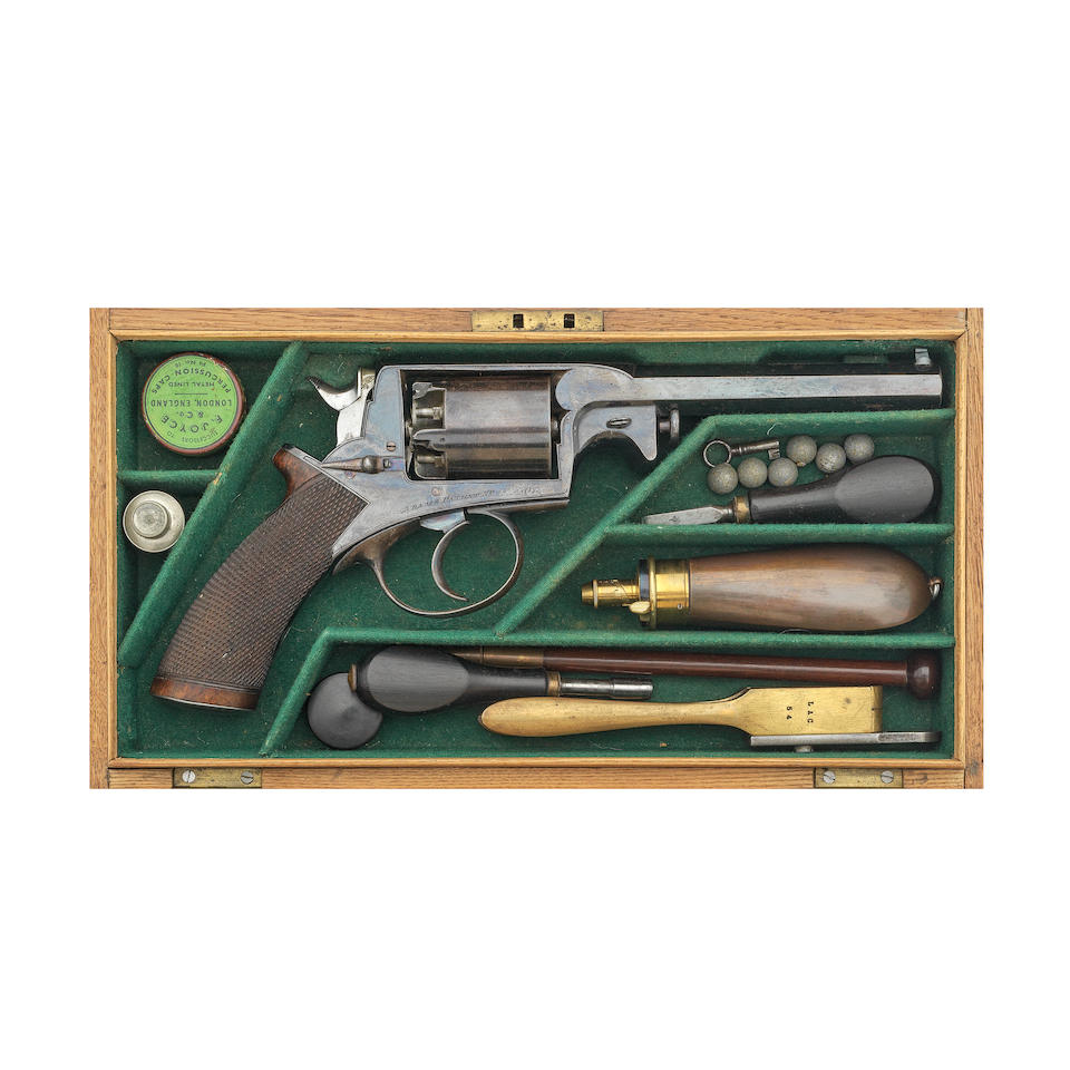 A Cased 54-Bore Beaumont-Adams Patent Double-Action Five-Shot Revolver