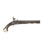A 20-Bore Flintlock Silver-Mounted Holster Pistol