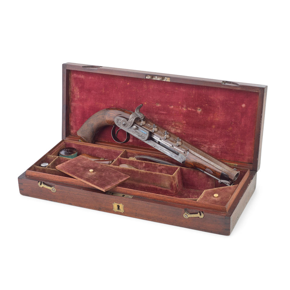An Exceptionally Fine And Rare Cased 15-Bore Percussion Four-Shot Superimposed Load Officer's Pi... - Image 3 of 3
