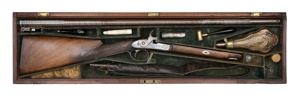 A Rare Cased 18-Bore Forsyth Patent Sliding Primer Sporting Gun
