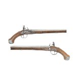 A Rare Pair Of French 28-Bore Flintlock Holster Pistols