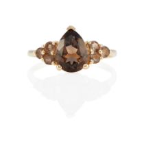 EFFY: A 14K GOLD AND SMOKY QUARTZ RING