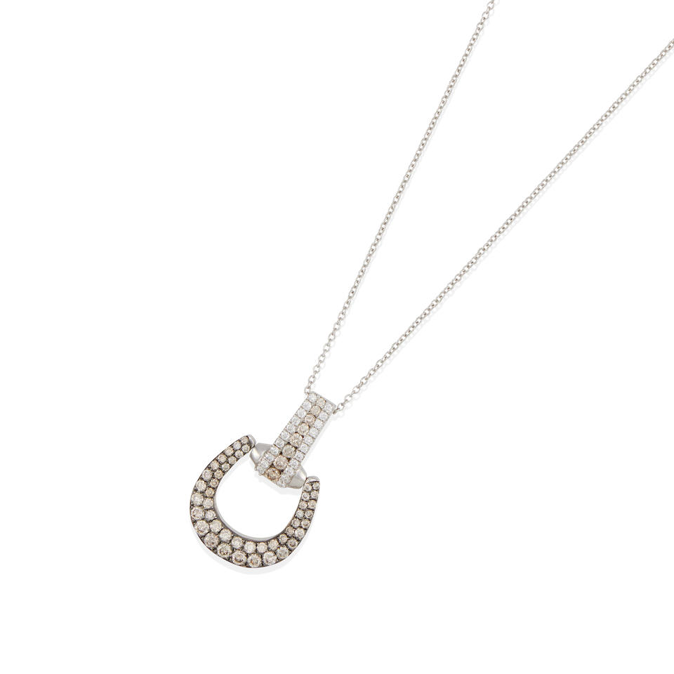 LE VIAN: A 14K WHITE GOLD AND DIAMOND PENDANT NECKLACE