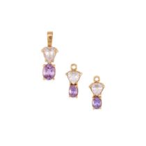 AN 18K GOLD, PINK SAPPHIRE AND MORGANITE PENDANT AND EAR PENDANT SET