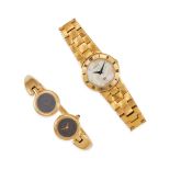 TWO GOLD-PLATED AND MOTHER-OF-PEARL WATCHES