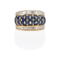 AN 18K GOLD, SAPPHIRE AND DIAMOND