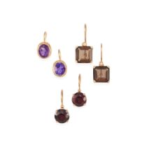 THREE PAIRS OF 18K GOLD AND GEM-SET EARRINGS