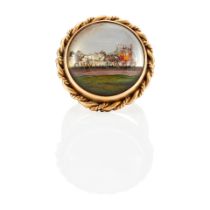 A 12K GOLD, MOTHER-OF-PEARL AND REVERSE INTAGLIO ESSEX CRYSTAL RING