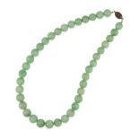 A SILVER AND CHALCEDONY BEAD NECKLACE