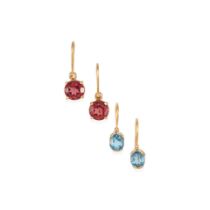 TWO PAIRS OF 18K GOLD AND GEM-SET EARRINGS