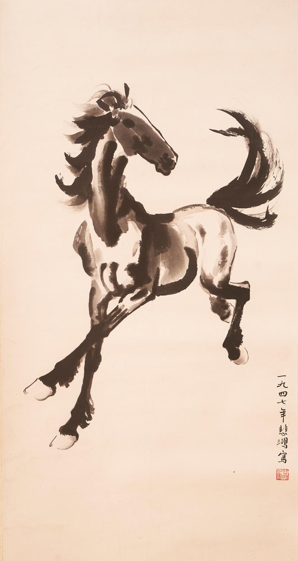 Woodblock print of painting by Xu Beihong (1895-1953) Horse
