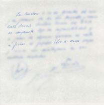 THE NAPKIN AGREEMENT THAT BROUGHT LIONEL MESSI TO BARCELONA. Manuscript document signed ('Carles...