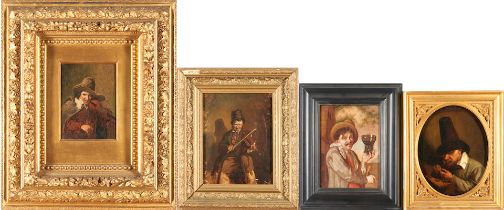 CONTINENTAL SCHOOL, 19TH CENTURY FOUR GENRE PAINTINGS