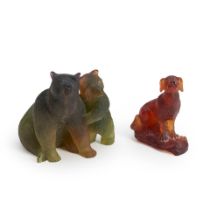 TWO SMALL DAUM GLASS ANIMAL SCULPTURES