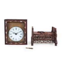 CHINESE FUSEE CLOCK WITH MOTHER PEARL INLAID DECORATION