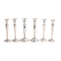 THREE PAIRS OF WEIGHTED STERLING CANDLESTICKS