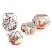 FOUR ACOMA POTTERY JARS