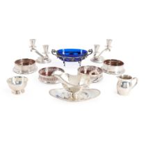 GROUP OF STERLING SILVER AND SILVER-PLATED TABLEWARE