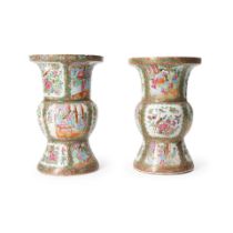 PAIR OF ROSE MEDALLION VASES