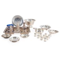 GROUP OF STERLING SILVER AND SILVER-PLATED TABLEWARE