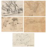 Luu Cong Nhan (Vietnamese, 1931-2007) Five drawings with landscape