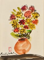 Luu Cong Nhan (Vietnamese, 1931-2007) Flowers in a Brown Vase