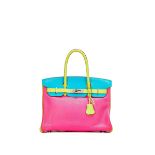 HERMÈS:A CUSTOM TRI-COLOR CHÈVRE BIRKIN 30 WITH PALLADIUM HARDWARE (Includes keys, (NO...