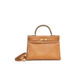 HERMÈS: NATURELLE (GOLD) VACHE ARDENNES KELLY 35 WITH GOLD HARDWARE (Includes strap (NO PAD...