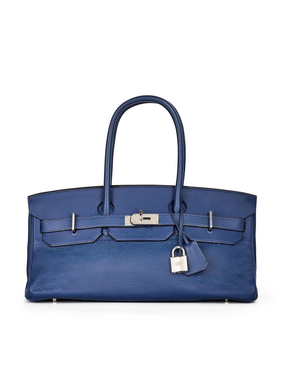 HERMÈS: BLEU BRIGHTON CLEMENCE SHOULDER BIRKIN 42 WITH PALLADIUM HARDWARE (Includes padlock...