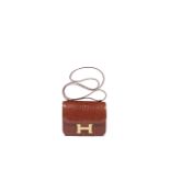 HERMÈS: MIEL SHINY ALLIGATOR MINI CONSTANCE 18 WITH GOLD HARDWARE (Include original dust bag )