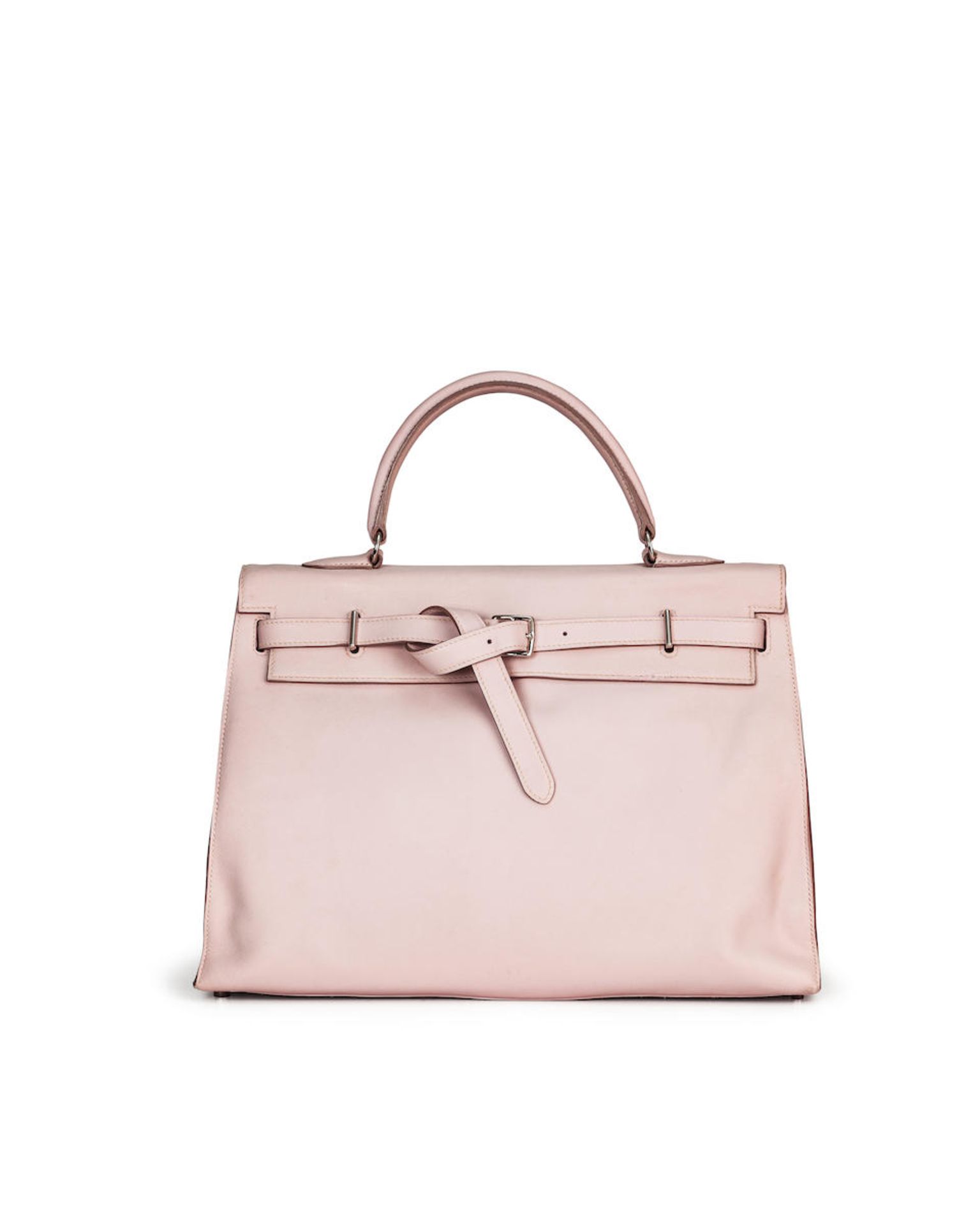 HERMÈS: ROSE DRAGEE SWIFT KELLY FLAT 35 WITH PALLADIUM HARDWARE (Includes original dust bag)