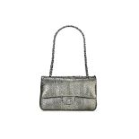 CHANEL: SHINY RAINBOW SHEEN BLACK PYTHON FLAP BAG WITH RUTHENIUM HARDWARE (Includes serial stick...