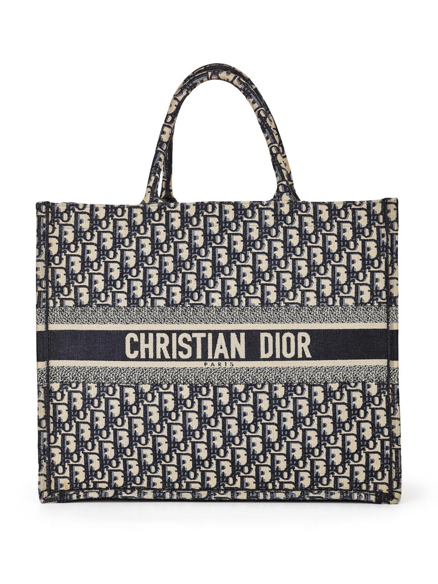 CHRISTIAN DIOR: OBLIQUE EMBROIDERY CANVAS LARGE BOOK TOTE
