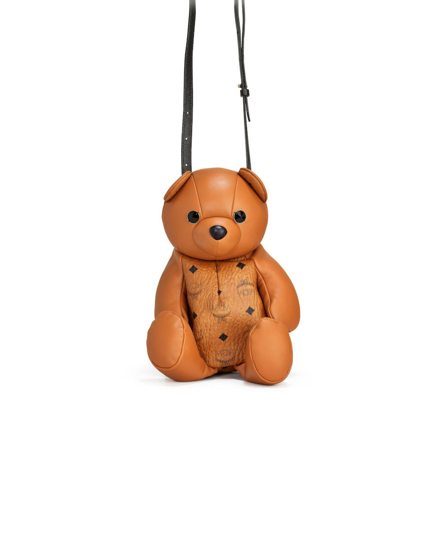 MCM: BROWN TEDDY BEAR MONOGRAM CROSS BAG WITH GOLD TONED HARDWARE (Includes original dust bag)