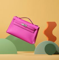 HERMÈS: MAGNOLIA SWIFT KELLY POCHETTE WITH PALLADIUM HARDWARE (Includes original dust bag, ...