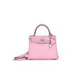 HERMÈS: MAUVE SYLVESTRE SWIFT KELLY 25 WITH PALLADIUM HARDWARE (Includes padlock, key, cloc...