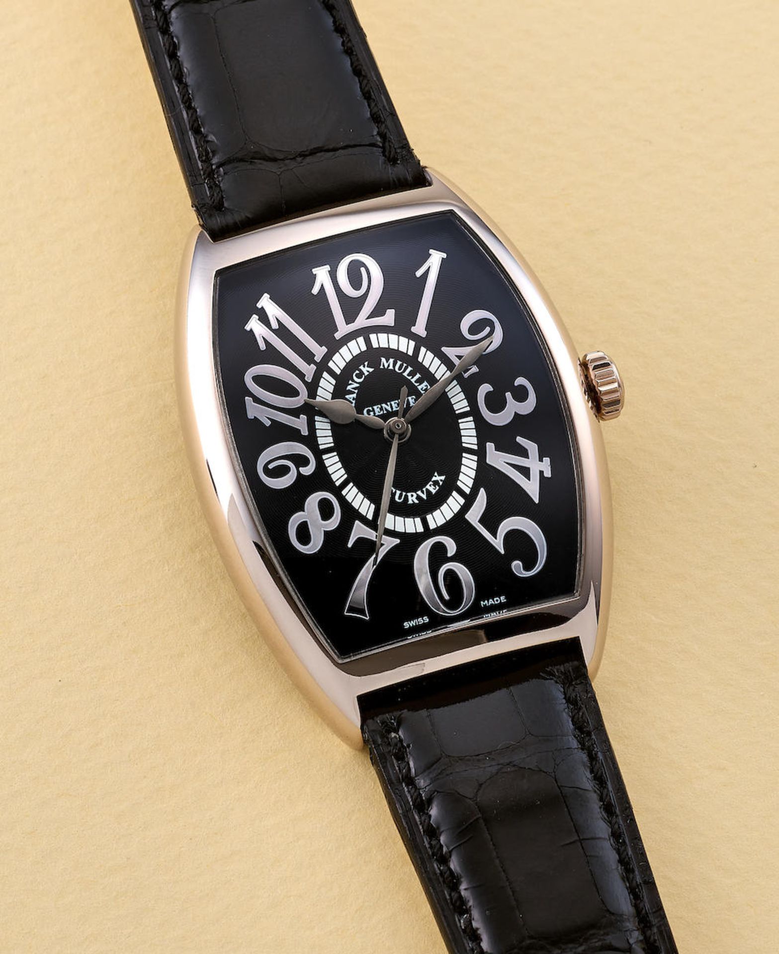 FRANCK MULLER | CINTRÉE CURVEX, REF.6850SC, A NEW OLD STOCK WHITE GOLD WRISTWATCH, CIRCA 2015