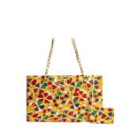 CHANEL: MULTI COLOURED JEWEL PRINTED CANVAS WITH CC LOGO LARGE TOTE BAG WITH GOLD TONED HARDWARE...