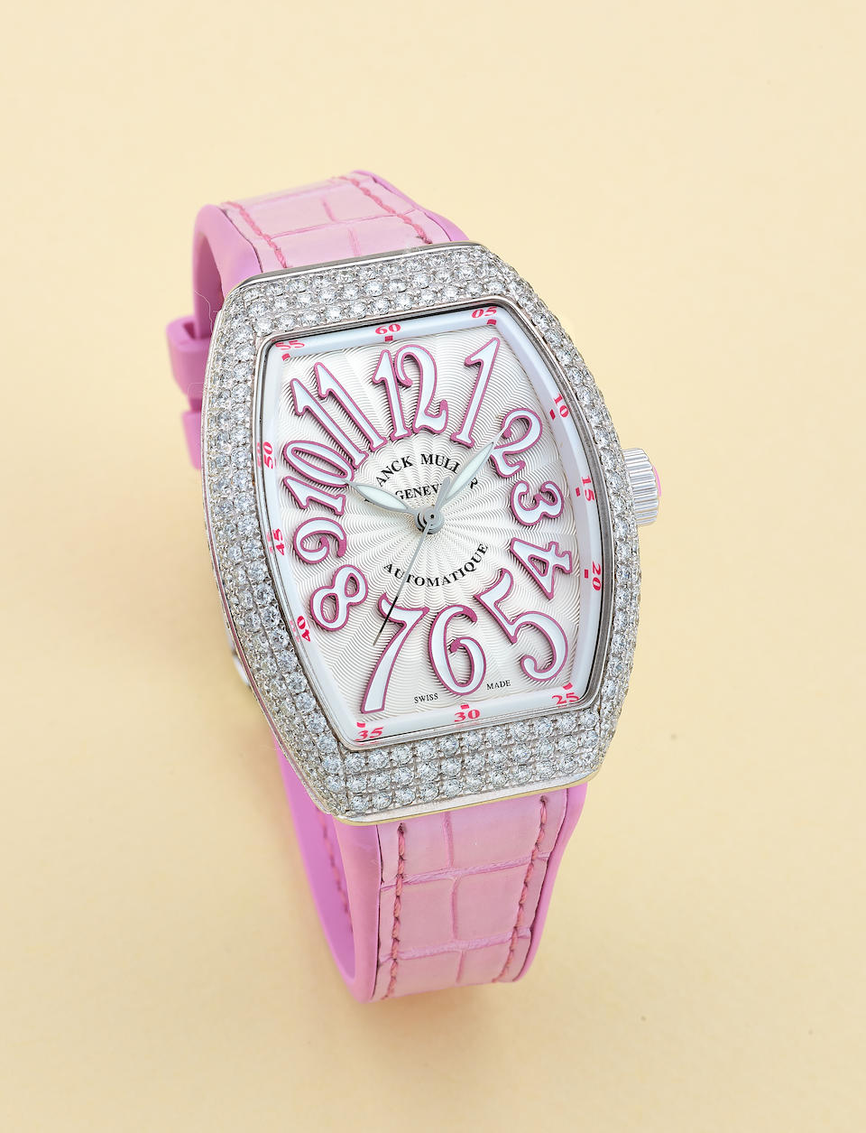FRANCK MULLER | VANGUARD, REF.V35 SC AT FO D, A NEW OLD STOCK STAINLESS STEEL AND DIAMOND-SET WR...