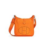 HERMÈS: ORANGE CLEMENCE EVELYNE 29 WITH PALLADIUM HARDWARE (Includes strap, original dust b...