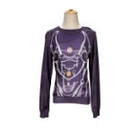 [NO RESERVE] HERMÈS: PURPLE AND GREY MULTI COLOURED CASHMERE SILK CHAIN PRINTED TOP