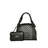 CHANEL : BLACK MOUTON FUR QUILTED SHOULDER BAG WITH SMALLL POUCH WITH SILVER TONED HARDWARE (Inc...