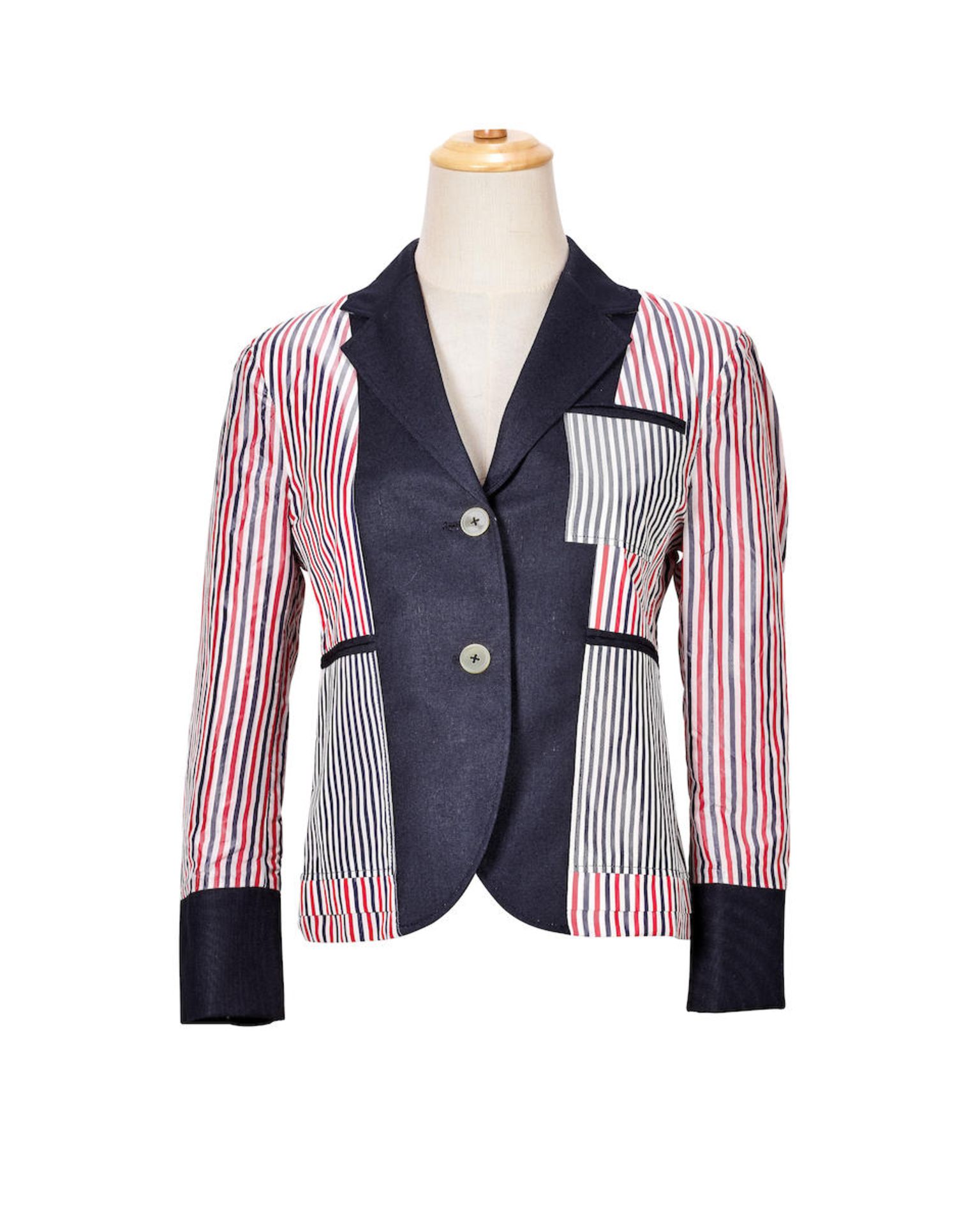 [NO RESERVE] THOM BROWNE: RED AND BLUE STRIPED JACKET